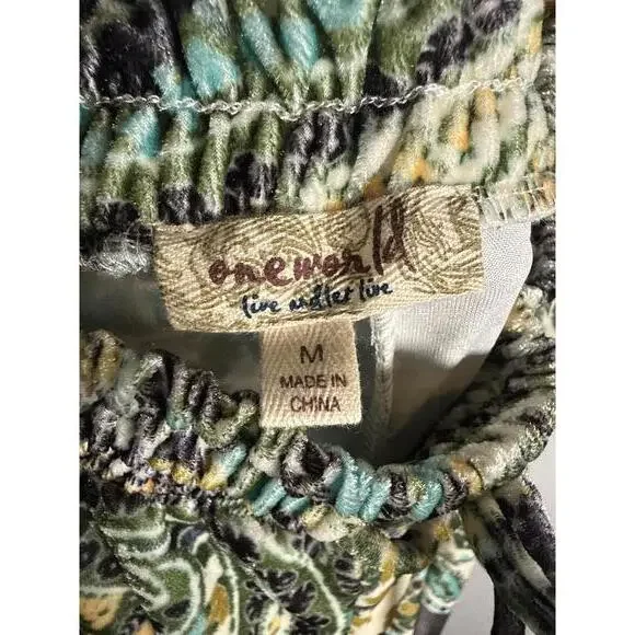 NWT One World Women’s Paisley Print Jogger Pants Boho Elastic Waist Size Medium - Picture 6 of 6